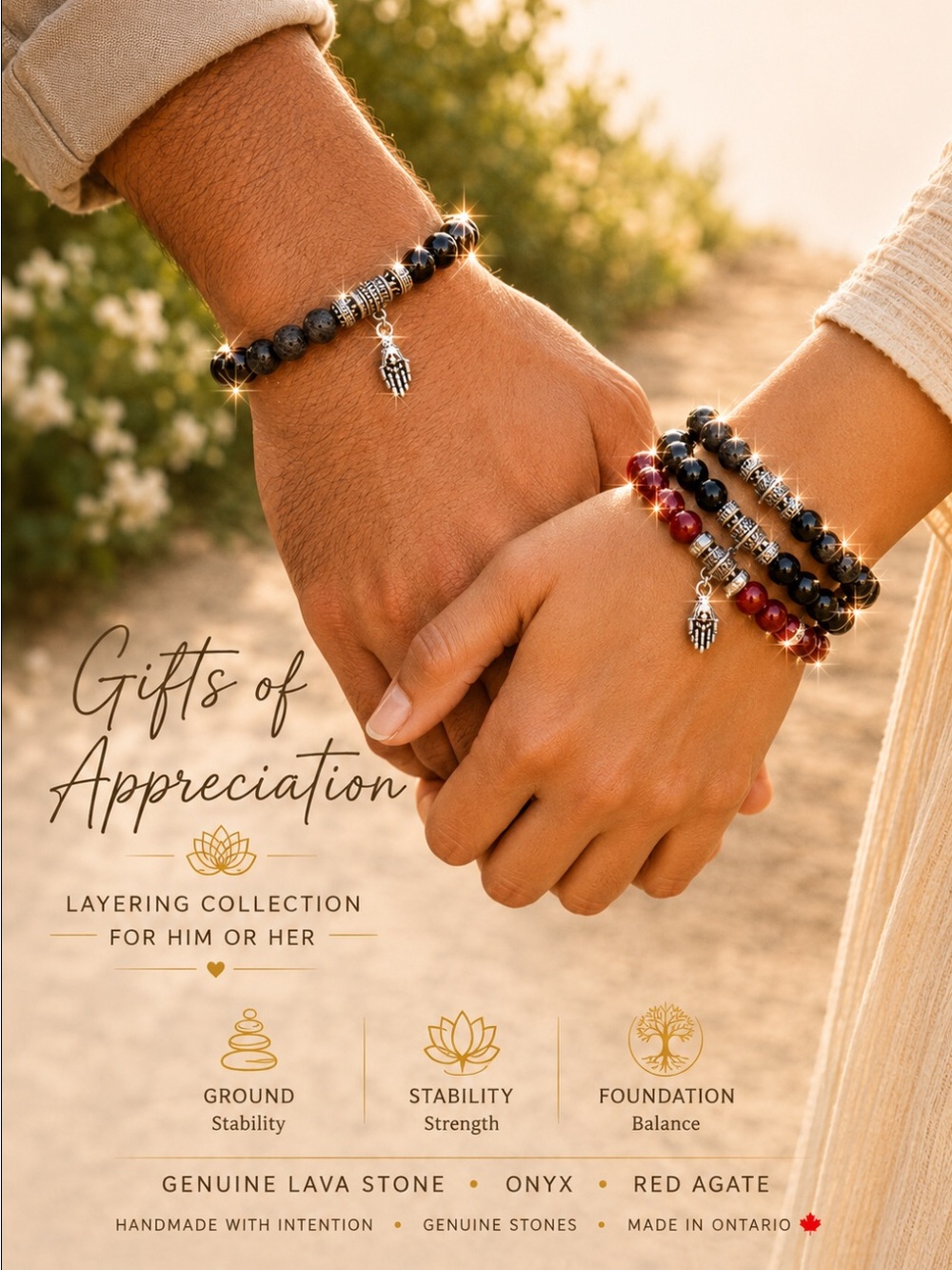 Coral & Lava Beaded Bracelets